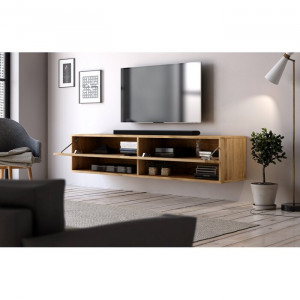 Comoda TV Wescott, decor stejar, 140 x 30 x 31 cm - Img 2