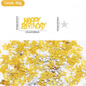 Confetti "HAPPY BIRTHDAY" Hileyu, auriu, plastic, 40 g - Img 7