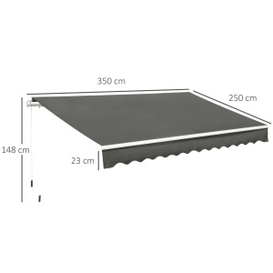 Copertina retractabila de exterior Re-Bloom, aluminiu/metal/poliester, 350x250 cm, deschidere manuala cu manivela, gri - Verificat A · Re-Bloom - Img 3