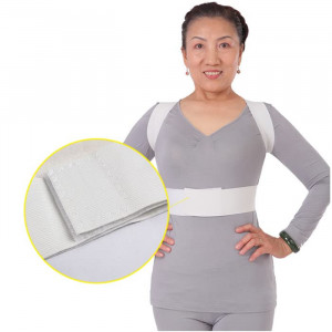 Corector postura spate Generic, textil/metal, alb, marimea M, 85 x 24 cm - Img 2