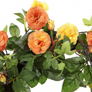Coronita pentru usa Flair Flower, plastic/matase, verde/galben/portocaliu, 32 x 32 x 8 cm