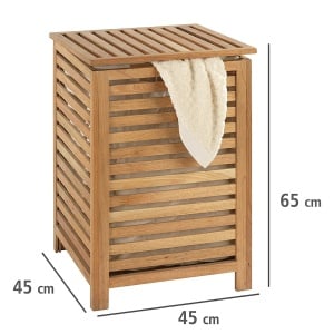 Cos pentru rufe Norway, lemn masiv/poliester, natur, 45 x 65 x 45 cm