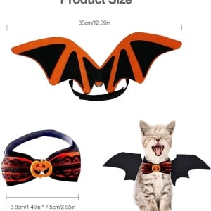 Costum de Halloween pentru caini/pisici Butyeak, textil/pasla, negru/portocaliu, marime universala