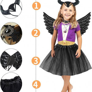 Costum de Halloween pentru fetite, negru ,textil