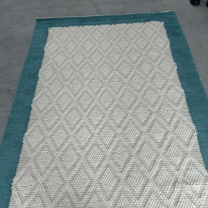 Covor My Home, bej/ turcoaz, lana/ bumbac/ poliester, 200 x 300 cm