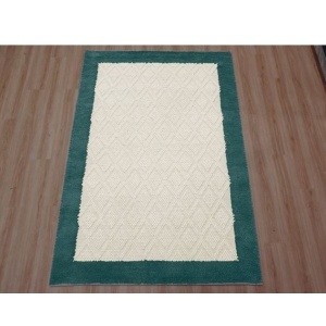 Covor My Home, textil, bej/turcoaz, 80 x 150 cm