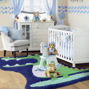 Covor pentru camera copiilor Comfoyar, poliester, verde/galben/albastru inchis, 90 x 104 cm - Img 3