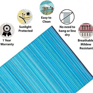 Covor reversibil pentru terasa Green Decore, textil/plastic, albastru, 240 x 300 cm - Img 5