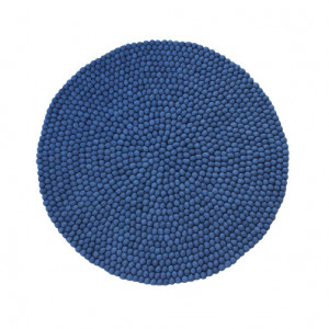 Covor rotund Gaener, lana, albastru, 140 cm - Img 1