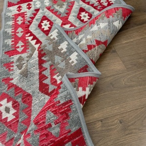 Covor traditional, cu doua fete,gri-bej, dimensiunea 80x300 cm - Img 4