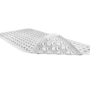 Covoras de baie antiaderent Waveliv, silicon, alb, 88 x 44 cm