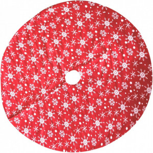 Covoras pentru bradul de Craciun SUOHINAO, rosu/alb, textil, 122 cm - Img 4