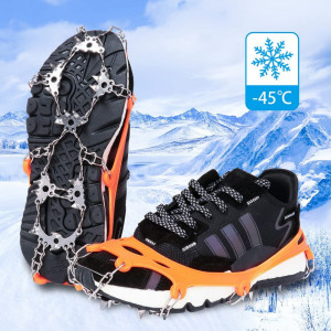 Crampoane pentru pantofi de munte cu 28 de varfuri Hobein, otel inoxidabil/silicon, portocaliu/argintiu, 45-48 - Img 5