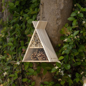 Cuib pentru albine Navaris, lemn/metal, natur, 22.5 x 21 x 8 cm - Img 7