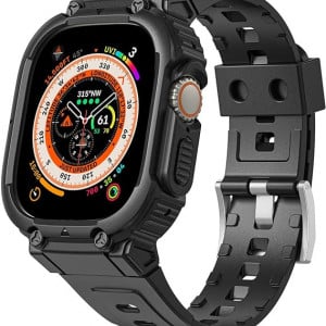 Curea de ceas  SPGUARD, compatibila cu iWatch 8, silicon, negru