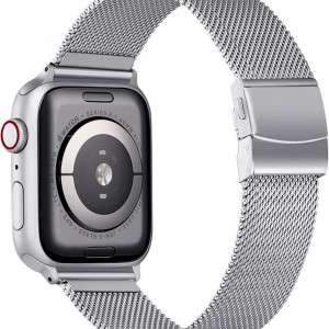 Curea metalica AFEKYY , argintiu, din otel inoxidabil, compatibila cu Apple Watch 6/5/4/3/2/1, SE. - Img 2