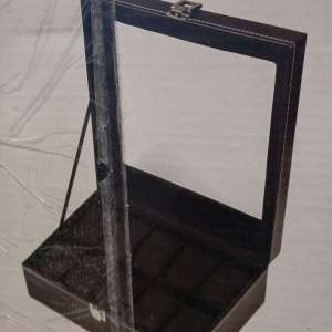 Cutie de depozitare cu capac de sticla pentru 10 ceasuri H&S, sticla/piele PU, negru, 22,5 x 7,5 x 20,5 cm, Resigilat, Grad A - Img 5