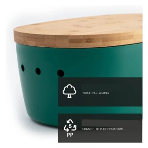 Cutie paine din polipropilena cu capac din bambus, tocator, DOLCE MARE, 38.1x25.4x15.2 cm, dreptunghiulara, Verde, Resigilat, Grad A - Img 5