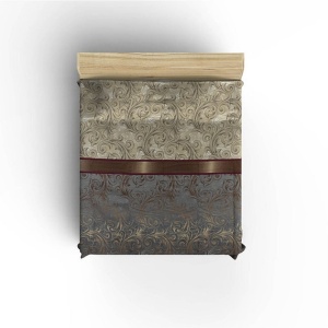 Cuvertura de pat, bumbac 100%, 140x200 cm, 260g/m², lavabil 30°C, gri/bej - Verificat A · Re-Bloom - Img 2