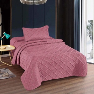 Cuvertură pat uni o persoană + o față pernă, roz