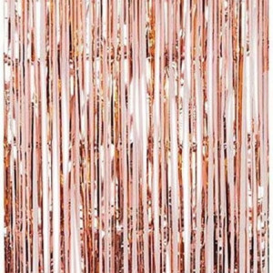 Decor cu franjuri pentru petrecere TRIXES, folie, rose gold, 90 x 208