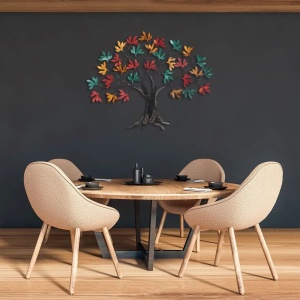 Decor de perete model copac, metal pictat manual, 115x94x4 cm, 1.82 kg, design artistic unic, multicolor - Verificat A · Re-Bloom - Img 5