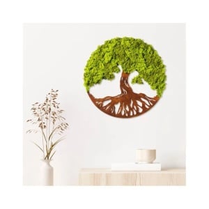 Decor de perete Natura, model copac, MDF/muschi, verde/maro, 44 x 1 x 44 cm