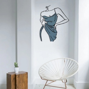 Decor de perete Re-Bloom, metal/lemn, albastru/negru, 56 x 70 cm - Img 3