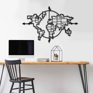 Decor de perete Re-Bloom, metal, negru, 74 x 49 cm