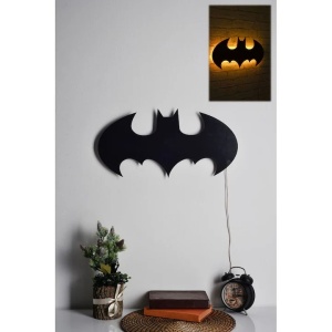 Decor de perete Re-Bloom, model Batman, LED, MDF, negru, 50 x 25 cm - Img 2