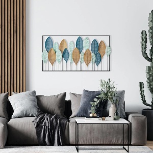 Decor de perete Re-Bloom, model frunze, metal, multicolor, 115 x 3 x 60 cm - Img 2