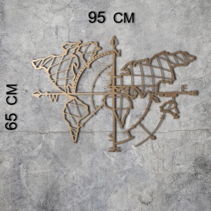 Decor de perete Re-Bloom, model World Map, metal, auriu, 65 x 95 cm - Img 4