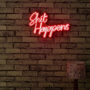 Decor de perete Re-Bloom, Shit Happens, LED, PVC, rosu, 45 x 2 x 29 cm - Img 3