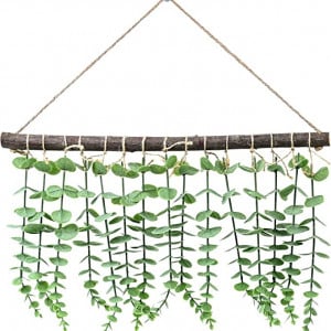 Decoratiune cu plante artificiale Lasesasies, plastic/textil/lemn, verde, 43 x 25 x 5 cm - Img 1