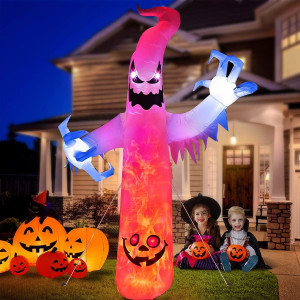 Decoratiune fantoma gonflabila iluminata pentru Halloween YIZHIHUA, poliester, multicolor, 243 cm - Img 4
