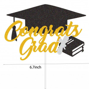 Decoratiune pentru tortul de absolvire Generic, hartie, negru/auriu, 17 x 13.4 cm - Img 5