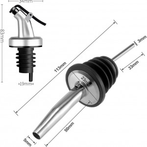 Deversor cu capace si varsatoare de vin pentru sticle Kiuiom, 8 piese, ABS/otel inoxidabil, negru/argintiu, 83 x 34 mm - Img 5