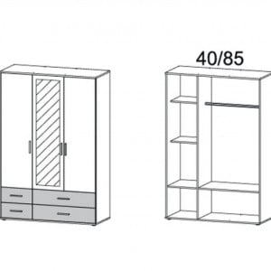 Dressing Rasant PAL, alb/gri, 127 x 188 x 52 cm - Img 2