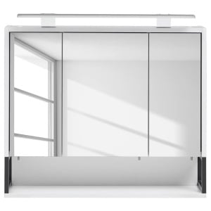 Dulap cu oglinda pentru baie Limone, LED, PAL/sticla, alb/negru, 70 x 68 x 16 cm