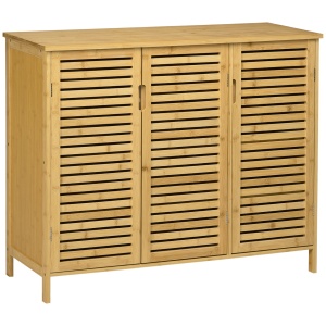 Dulap de pantofi cu 8 rafturi pe 3 niveluri, bambus, 100x35x80 cm, raft 61.6x31.2cm + 30.8x31.2cm, inaltime intre rafturi 16cm, 16 perechi, marime max EU46, capacitate 60kg, lemn natural - Verificat A · Re-Bloom