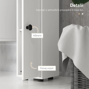 Dulap inalt pentru baie, PAL, alb, 20 x 20 x 180 cm, Resigilat, Grad A - Img 3