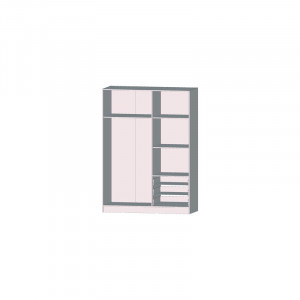 Dulap Shoaf cu 4 uși, gri / alb mat, 200cm H x 144,6cm W x 60cm D - Img 2