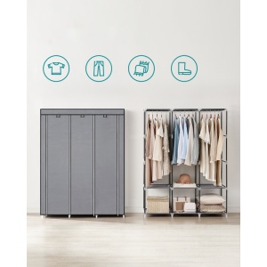 Dulap Songmics, metal/plastic/textil, gri, 130 x 45 x 167 cm, Resigilat, Grad A - Img 4