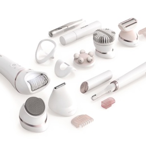 Epilator umed si uscat Philips Seria 9000 BRE740/90, 12 accesorii, 32 pensete, utilizare fara fir, 2 setari de viteza, opti-light, discuri ceramice, Argintiu, Resigilat, Grad A - Img 3