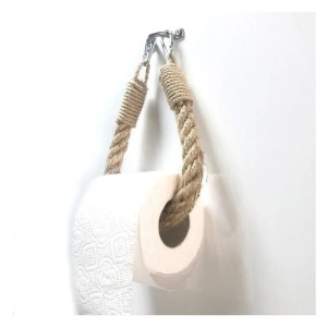 Evila Originals suport de hartie igienica 14x22 cm, franghie naturala si metal, design modern, bej - Verificat A · Re-Bloom - Img 2