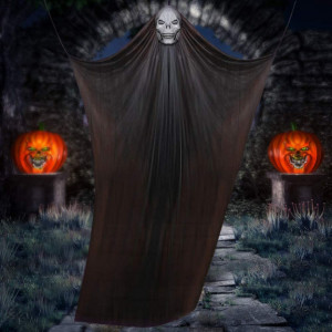 Fantoma plutitoare Halloween Idefair, textil, negru/alb, 3,3x2m - Img 3