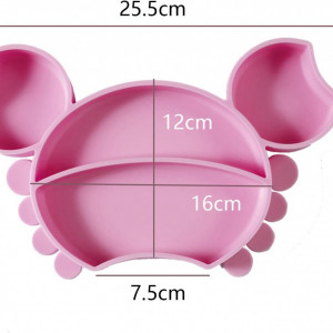 Farfurie compartimentata pentru bebelusi CAM2, silicon, roz, 25,5 x 16 cm - Img 3