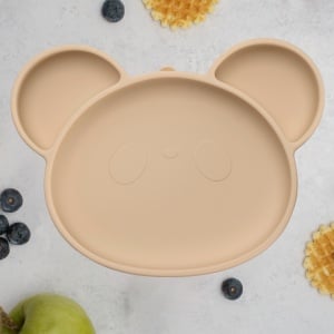 Farfurie din silicon cu ventuza, AppeKids, Panda - Bubble Beige - Img 1