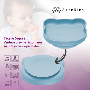 Farfurie din silicon cu ventuza, AppeKids, The Little Bear - Aqua Blue - Img 4