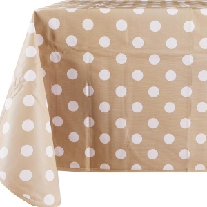 Fata de masa Vinylla, poliester, sampanie/alb, 140 x 240 cm